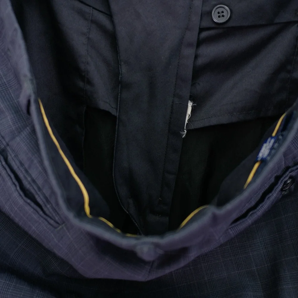 J. Crew Wool Blue / Gray Check Flat Front Dress Pants Trousers 36 / 29.5 High Ri
